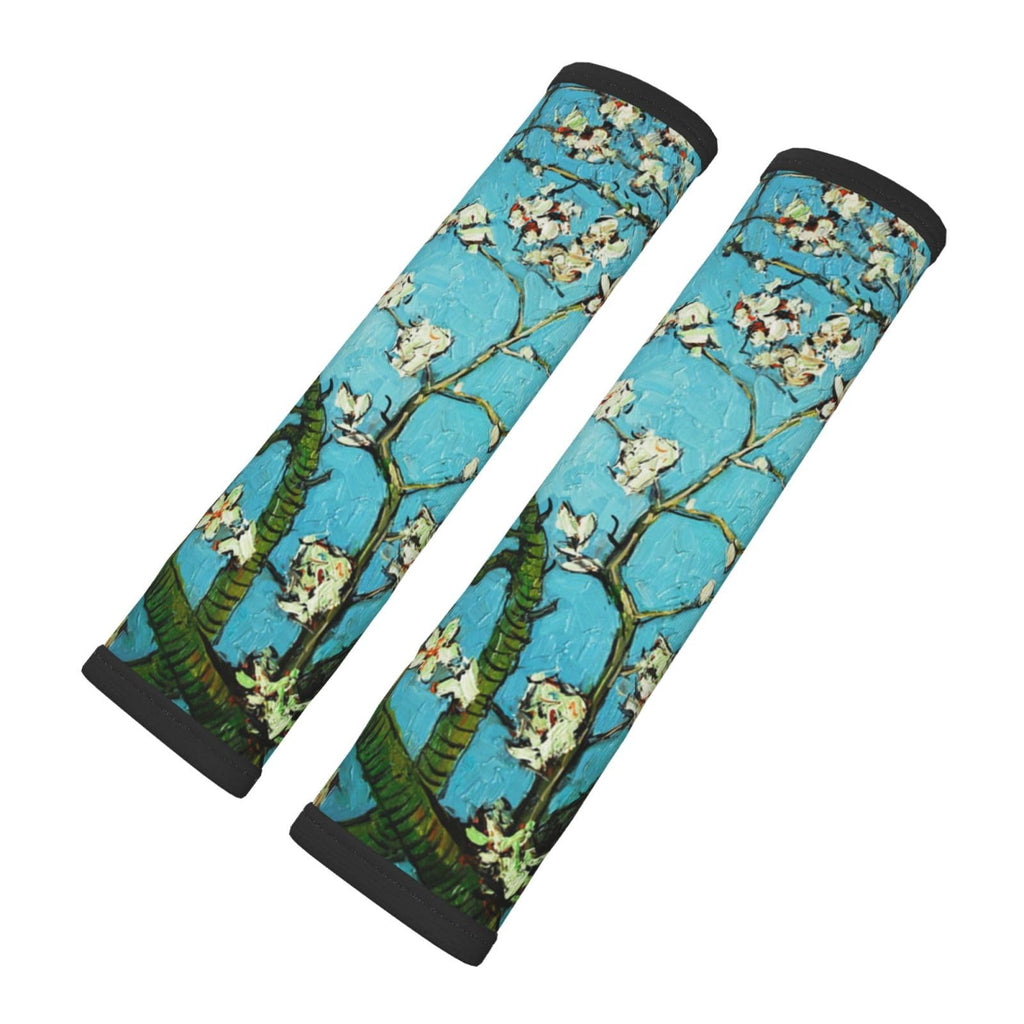 Zelamiee Bloom Flowers Print Seatbelt Pads Fits Cars Trucks SUV Sedans Sweat Absorption Car Seatbelt Strap Cover Auto Interior Accessories Protector