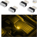 Augeny 4 PCS USB LED Car Interior Atmosphere Lamp, Plug-in USB Decor Night Light, Portable Auto Ambient Lighting Kit, Universal Vehicle Interior Accessories for Most Cars (Yellow)