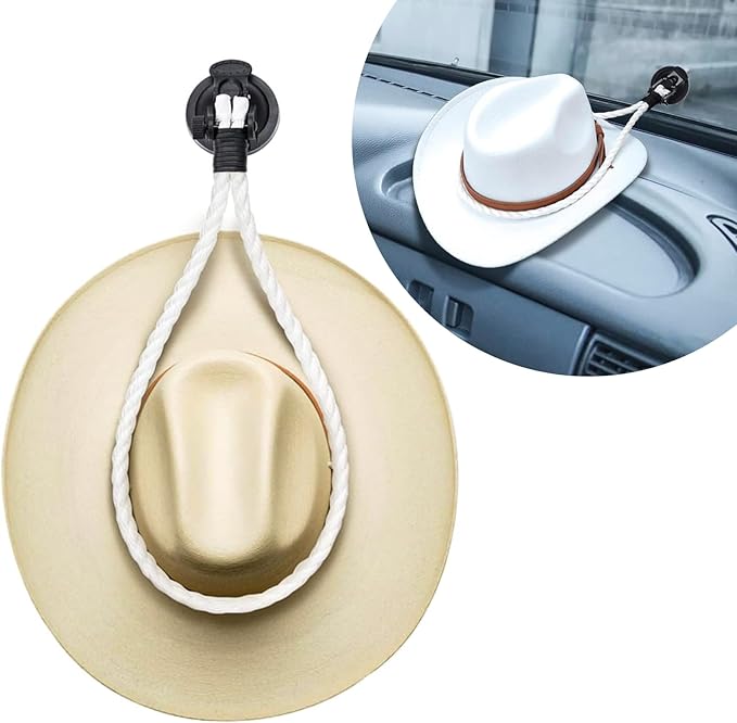 Ziciner Cowboy Hat Mounts for Your Vehicle, Hat Mounts with Suction Cup, Hat Holder Rack to Keeps Your Hat Securely On The Dash, Auto Universal Interior Accessories for SUVs, Cars (White)