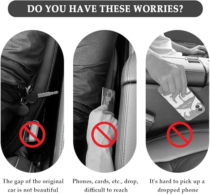 IHOTDER 2PCS Car Seat Gap Filler,Super Flexible Car Side Seat Gap Filler CCar interior Accessories,Universal Car Organizer Between Seats for Tightly Filling Seat Gaps(Carbon Fiber/2PCS)…