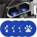 Osilly Car Cup Holder Coaster, 4 Pack PVC Paw Print Anti Slip Insert Coasters, 2.75 Inch Universal Cute Dog Paw Auto Drink Mat, Car Interior Accessories Decor for SUV, Truck, RV and More (Blue)