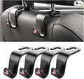 4PCS Car Seat Headrest Hooks, Auto Back Seat Hanger Holder, Durable Stylish Vehicle Organizer Universal Car Interior Accessories, Storage Hooks for Purses, Bags, Clothes, Hats (Black/Red Flag)