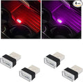 Augeny 4 PCS USB LED Car Interior Atmosphere Lamp, Plug-in USB Decor Night Light, Portable Auto Ambient Lighting Kit, Universal Vehicle Interior Accessories for Most Cars (2 Red+2 Purple)