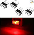 Ziciner 4 PCS USB LED Car Interior Atmosphere Lamp, Portable Mini LED Night Light, Plug-in USB Interface Trunk Ambient Lighting Kit, Universal Car Interior Accessories (Red)