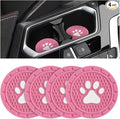 Osilly Car Cup Holder Coaster, 4 Pack PVC Paw Print Anti Slip Insert Coasters, 2.75 Inch Universal Cute Dog Paw Auto Drink Mat, Car Interior Accessories Decor for SUV, Truck, RV and More (Pink)