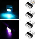 Ziciner 4 PCS USB LED Car Interior Atmosphere Lamp, Portable Mini LED Night Light, Plug-in USB Interface Trunk Ambient Lighting Kit, Universal Interior Accessories (Ice Blue+Purple)
