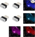 Augeny 4 PCS USB LED Car Interior Atmosphere Lamp, Plug-in USB Decor Night Light, Portable Auto Ambient Lighting Kit, Universal Vehicle Interior Accessories for Most Cars (Blue+Ice Blue+Red+Purple)