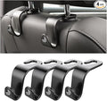 4PCS Car Seat Headrest Hooks, Auto Back Seat Hanger Holder, Durable Stylish Vehicle Organizer Universal Car Interior Accessories, Storage Hooks for Purses, Bags, Clothes, Hats (Black/Black Flag)