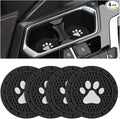 Osilly Car Cup Holder Coaster, 4 Pack PVC Paw Print Anti Slip Insert Coasters, 2.75 Inch Universal Cute Dog Paw Auto Drink Mat, Car Interior Accessories Decor for SUV, Truck, RV and More (Black)