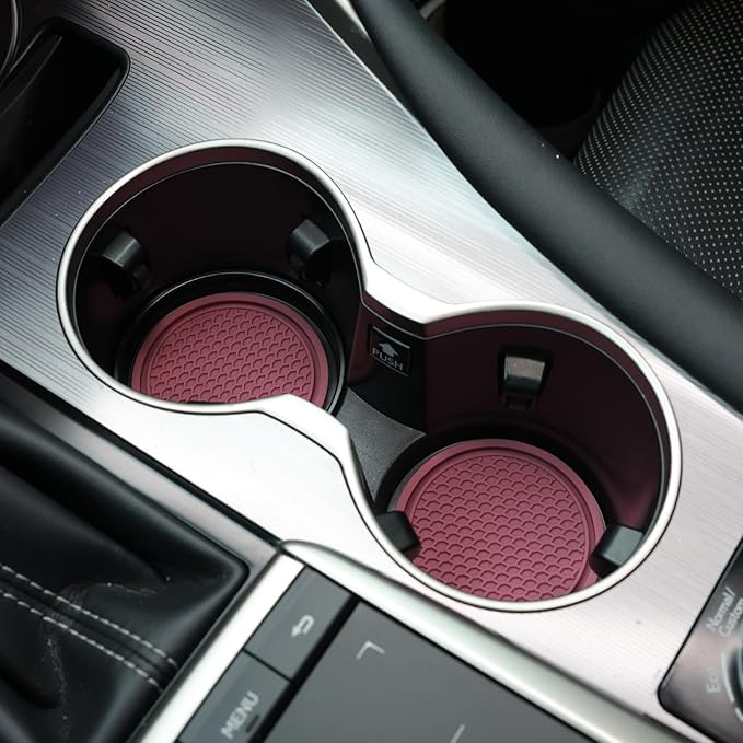 SINGARO Car Cup Coaster, 4PCS Universal Non-Slip Cup Holders Embedded in Ornaments Coaster, Car Interior Accessories, Purple Glow