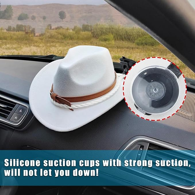 Ziciner Cowboy Hat Mounts for Your Vehicle, Hat Mounts with Suction Cup, Hat Holder Rack to Keeps Your Hat Securely On The Dash, Universal Interior Accessories for Trucks, SUVs, Cars (Yellow)