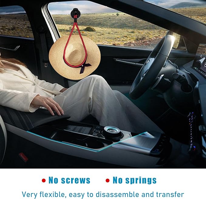 Ziciner Cowboy Hat Mounts for Your Vehicle, Hat Mounts with Suction Cup, Hat Holder Rack to Keeps Your Hat Securely On The Dash, Universal Interior Accessories for Trucks, SUVs, Cars (Red)