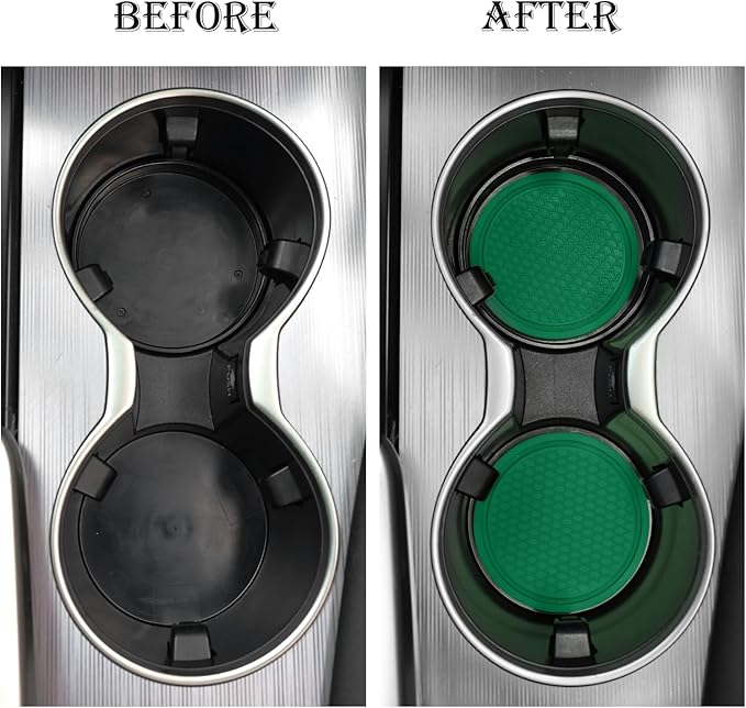 SINGARO Car Cup Coaster, 4PCS Universal Non-Slip Cup Holders Embedded in Ornaments Coaster, Car Interior Accessories, Green
