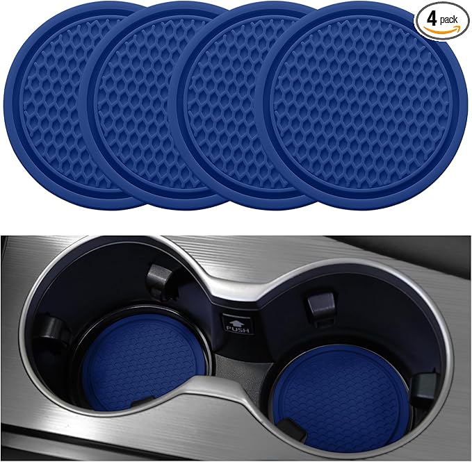 SINGARO Car Cup Coaster, 4PCS Universal Non-Slip Cup Holders Embedded in Ornaments Coaster, Car Interior Accessories, Grey Blue