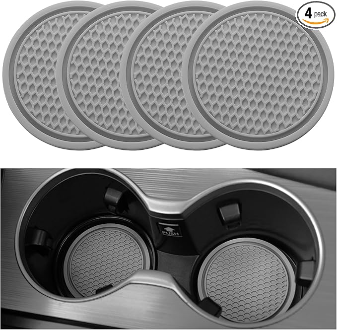 SINGARO Car Cup Coaster, 4PCS Universal Non-Slip Cup Holders Embedded in Ornaments Coaster, Car Interior Accessories, Gray