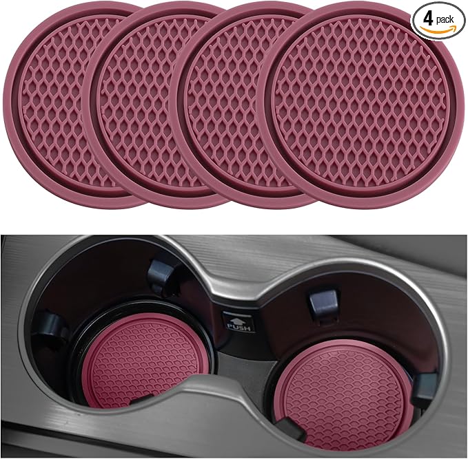 SINGARO Car Cup Coaster, 4PCS Universal Non-Slip Cup Holders Embedded in Ornaments Coaster, Car Interior Accessories, Purple Glow