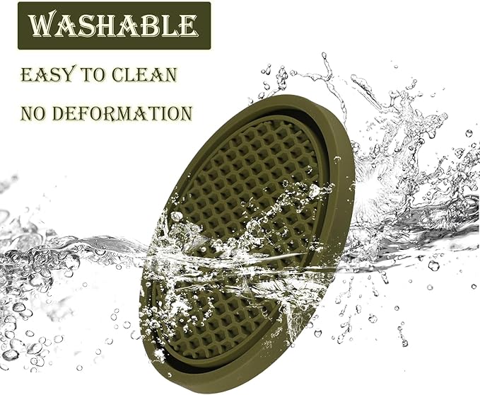 SINGARO Car Cup Coaster, 4PCS Universal Non-Slip Cup Holders Embedded in Ornaments Coaster, Car Interior Accessories, Olive Green