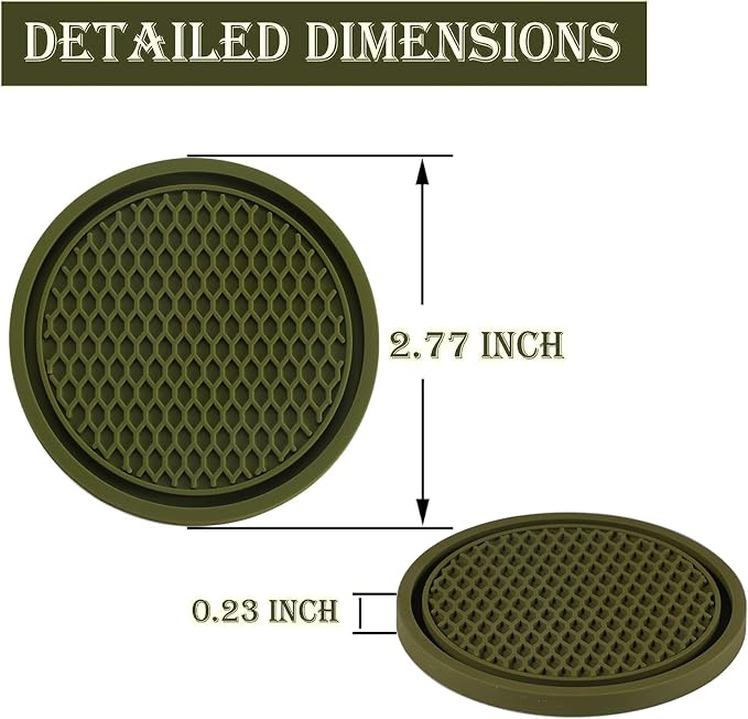 SINGARO Car Cup Coaster, 4PCS Universal Non-Slip Cup Holders Embedded in Ornaments Coaster, Car Interior Accessories, Olive Green