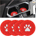 Osilly Car Cup Holder Coaster, 4 Pack PVC Paw Print Anti Slip Insert Coasters, 2.75 Inch Universal Cute Dog Paw Auto Drink Mat, Car Interior Accessories Decor for SUV, Truck, RV and More (Red)