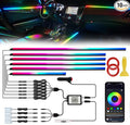 Smart LED Car Lights Interior with USB Port, Acrylic LED Strip Fiber Optic Ambient Lighting Car, Wireless App Control, Sync to Music, Car Decorations Interior Accessories Gifts for Women Men, 10 in 1