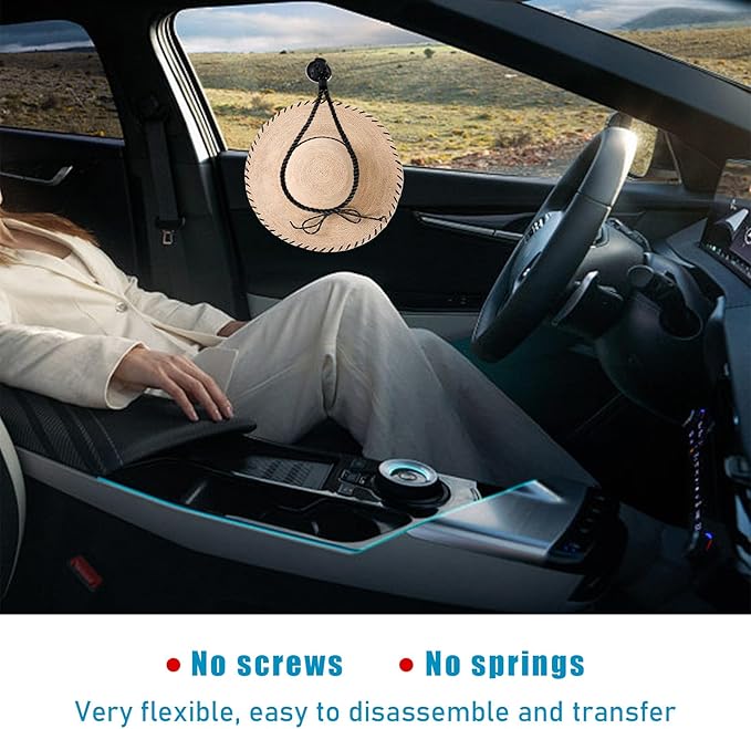 Ziciner Cowboy Hat Mounts for Your Vehicle, Hat Mounts with Suction Cup, Hat Holder Rack to Keeps Your Hat Securely On The Dash, Auto Universal Interior Accessories for Trucks, SUVs, Cars (Black)