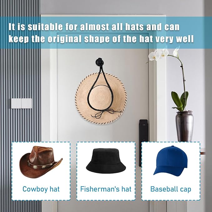 Ziciner Cowboy Hat Mounts for Your Vehicle, Hat Mounts with Suction Cup, Hat Holder Rack to Keeps Your Hat Securely On The Dash, Auto Universal Interior Accessories for Trucks, SUVs, Cars (Black)