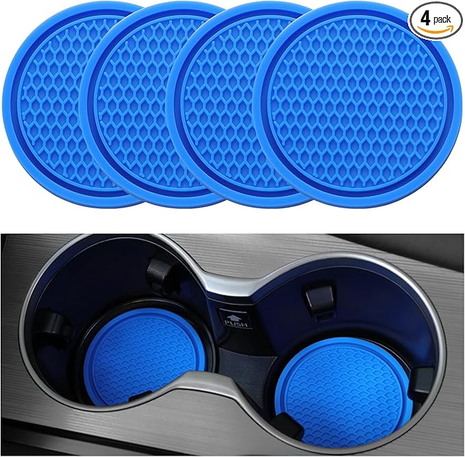 SINGARO Car Cup Coaster, 4PCS Universal Non-Slip Cup Holders Embedded in Ornaments Coaster, Car Interior Accessories, Blue