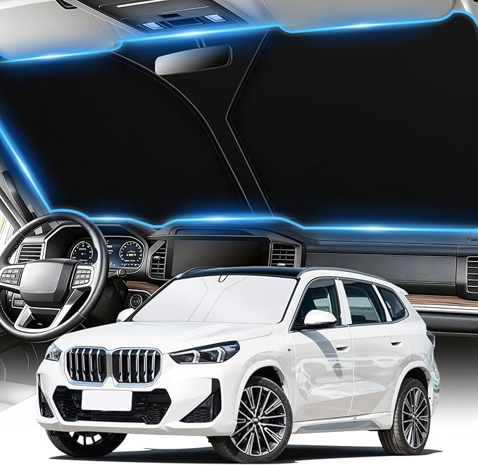 SINGARO Universal 300T Car Windshield Sun Shade, Foldable Reflective for Windshield & Window Shades with Overlapping Design, Car Interior Accessories (64.5" L x 33" W)