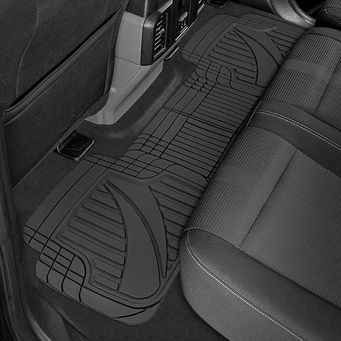 Motor Trend FlexTough™ Heavy Duty Rubber Black Car Floor Mats All Weather & Jumbo SUV Cargo Liner Full Set - Universal Trim to Fit Automotive Floor Mats & Trunk Mats for Cars Interior Accessories