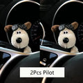 Plush Puppy Car Wiper Decoration - Kawaii Bowknot Dog Ornament for Auto Interior Accessories