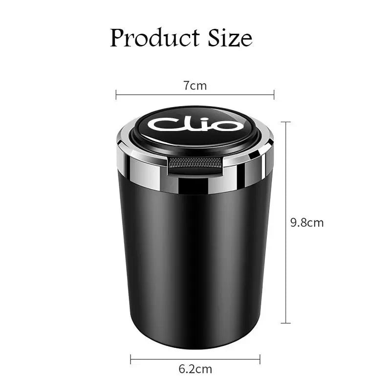 Car ashtray with lid Led lamp garbage box for Renault Clio 2 3 4 5 MK2 MK3 MK4 BR CR BH KH BF interior accessories