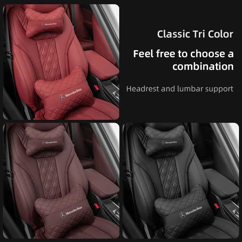Car Seat Head Support Cushion Lumbar Pillow Interior Accessories For Mercedes Benz AMG Smart W205 C300 W203 W206 W108 W124 W126