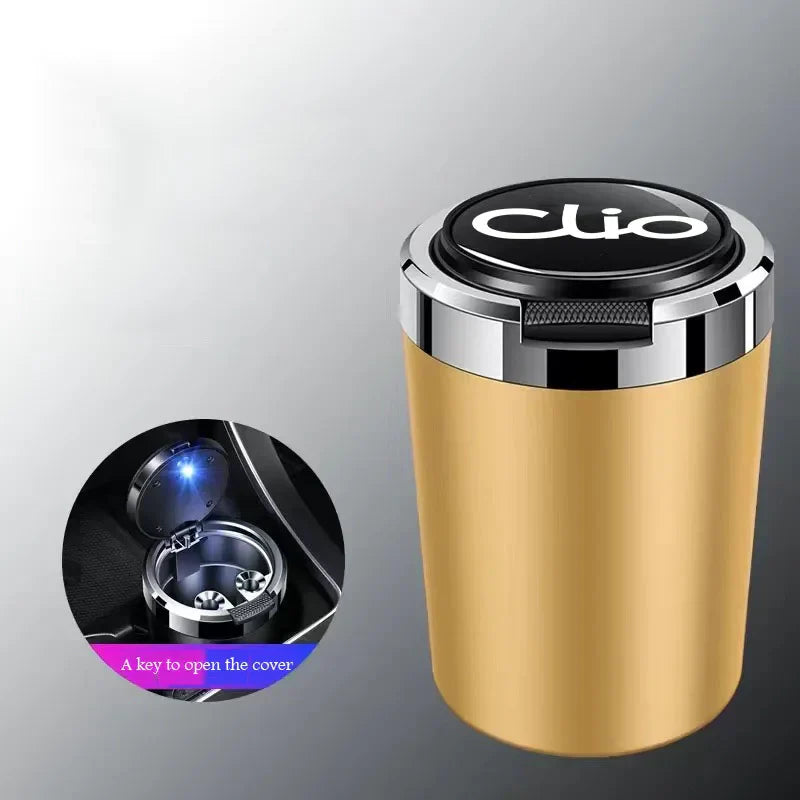 Car ashtray with lid Led lamp garbage box for Renault Clio 2 3 4 5 MK2 MK3 MK4 BR CR BH KH BF interior accessories