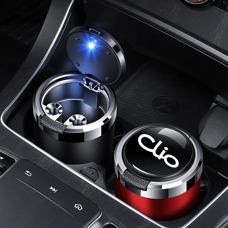 Car ashtray with lid Led lamp garbage box for Renault Clio 2 3 4 5 MK2 MK3 MK4 BR CR BH KH BF interior accessories