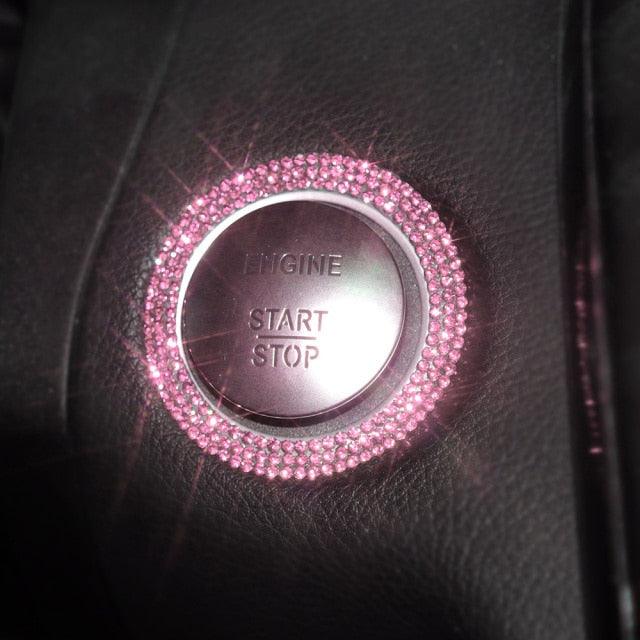Crystal Car "Engine Start Stop" Decoration Interior Accessories Crystal Rhinestone Auto Engine Start Stop Decoration Crystal Interior Ring Gift for Vehicle Ignition Button Knobs Car Decor