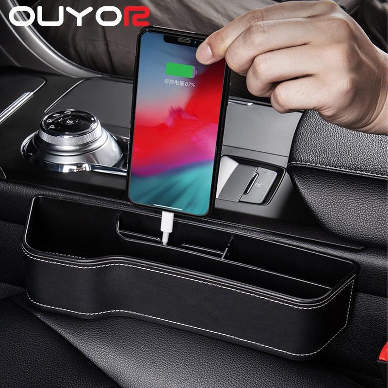 Universal Fit Storage Pockets Adjust Car Seat Gap Organizer PU Leather Car Storage Organizer Car Interior Accessories Universal High Capacity Non-Slip Car Front Seat Crevice Storage Box Organizer Storage Box for Car